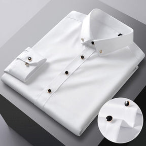 Camisa Social Slim Masculina em Seda Gelo Camisa Social Slim Masculina em Seda Gelo VINNCI Store Branco P 