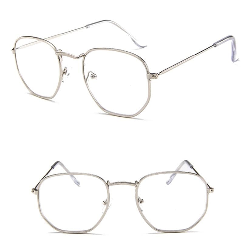 Óculos de Sol - Hexagon™ - UV400 Óculos de Sol - Hexagon™ - UV400 VINNCI Store Prata Branco 