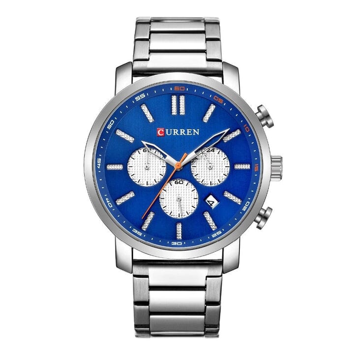Relógio CURREN Simplê Relógio CURREN Simplê - Relógios 001 VINNCI Store Prata/Azul 